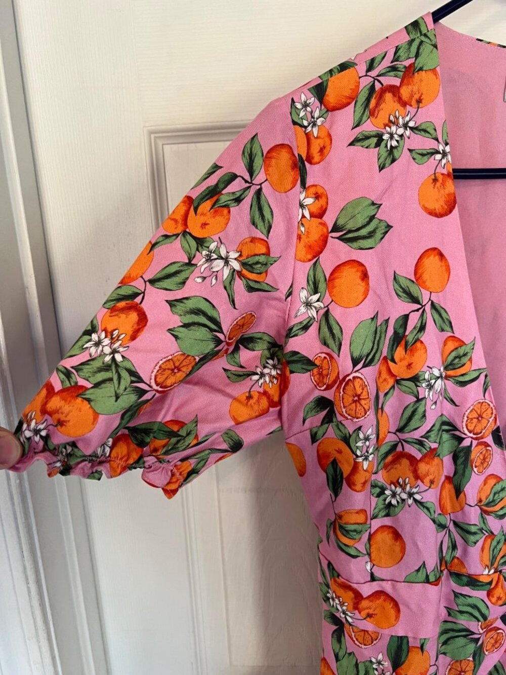 Finders Keepers Aranciata Orange Print Wrap Dress Mini Ruffle Puff Short Sleeve - Picture 6 of 11